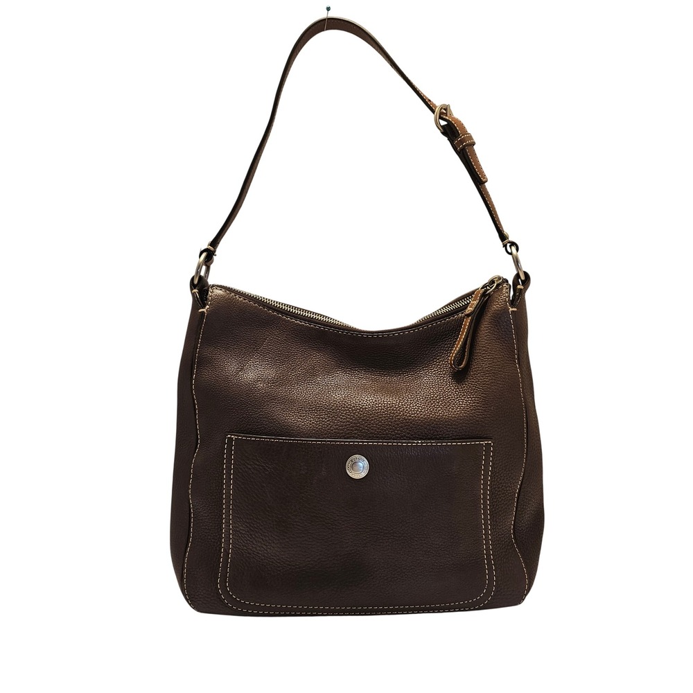 Coach Chelsea Bag Dark Brown Pebbled Leather White Stitching F10891